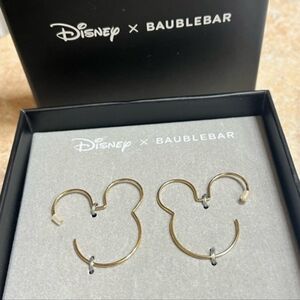 Disney x Baublebar Mickey earrings Goldtone New in Box
